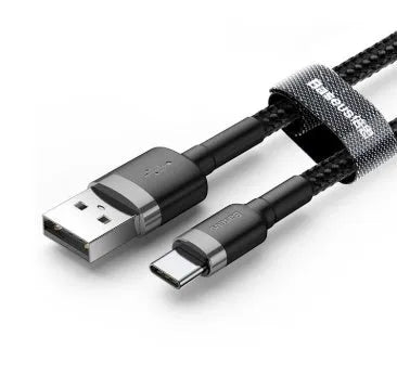 Android Micro USB woven charging and data cable in grey black, 1m length