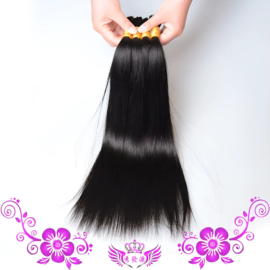Real hair hair piece in natural colour, 12-30 inch human hair extension with soft silk base