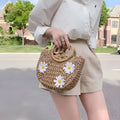 Women's daisy woven straw crossbody bag, light brown, 25x20x8cm, for casual travel