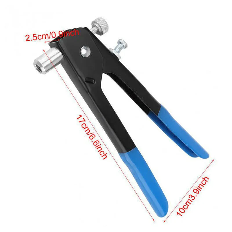 Alloy steel manual riveter nut tool set with replacement mandrels and rivet nuts