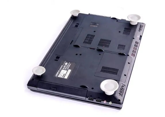 Grey laptop cooling pad stand set with large and small durable plastic pads for temperature reduction