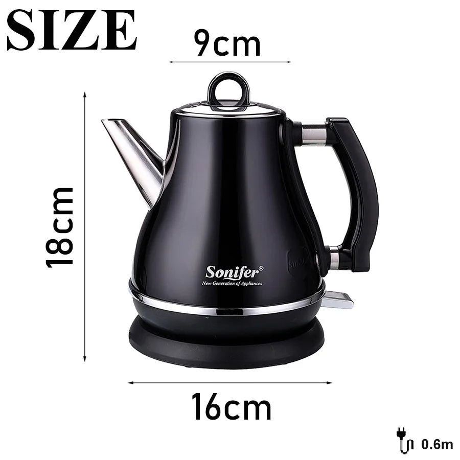 Son-mother pot set with stainless steel electric kettle and retro ceramic teapot in red, 1.2L capacity