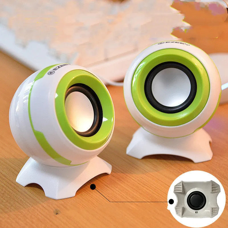 Mini desktop multimedia speakers in black and gold finish with USB power