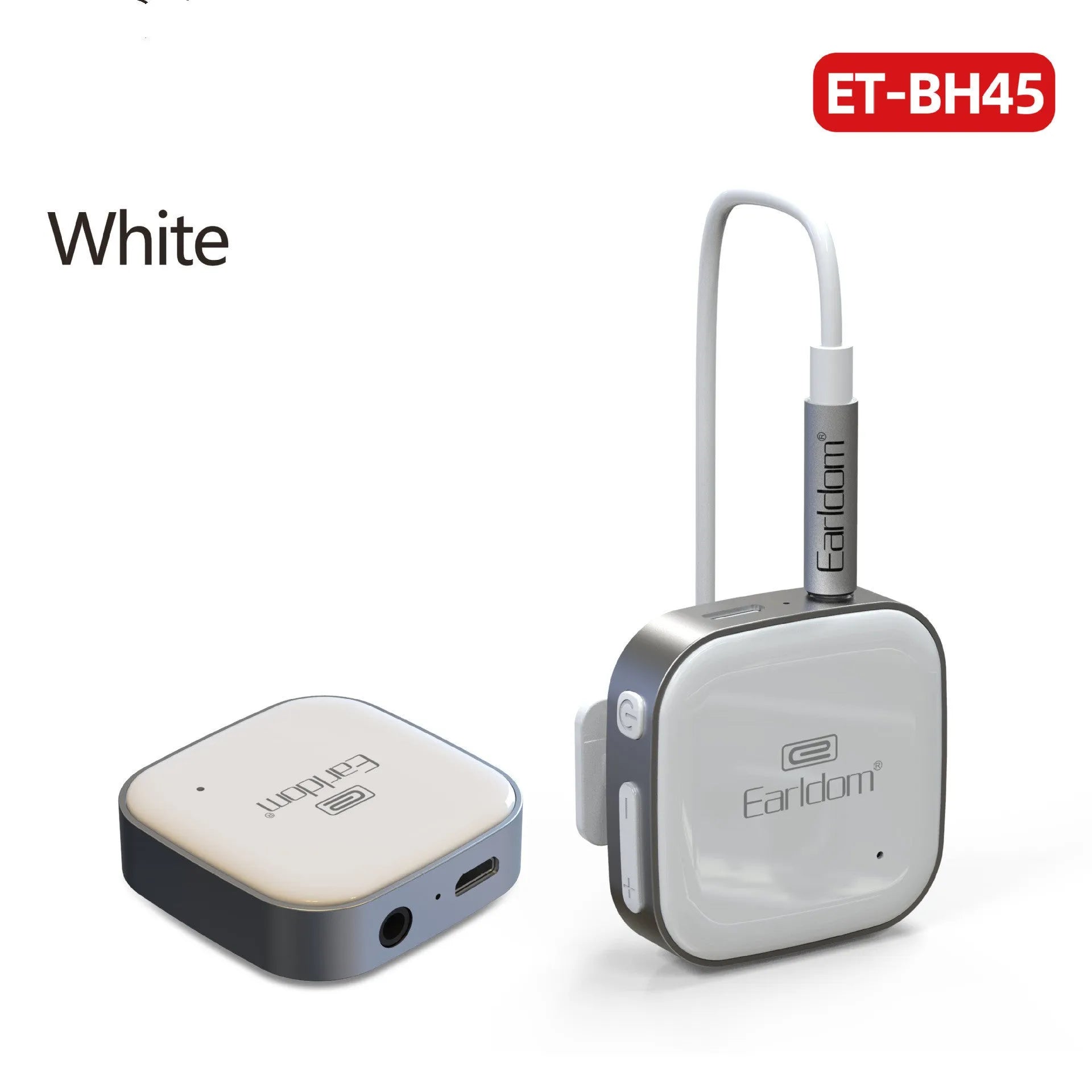 A black Bluetooth lavalier headset worn around the neck with a single earpiece, showing wireless design.