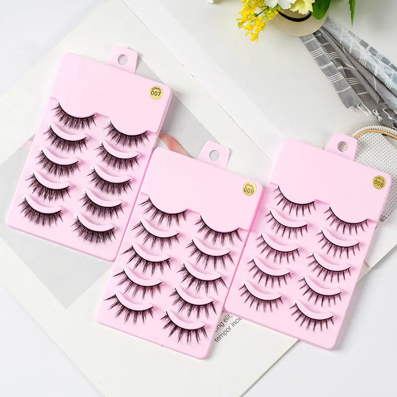 5 pairs anime manga lashes false eyelashes in natural wispy style with plastic black band
