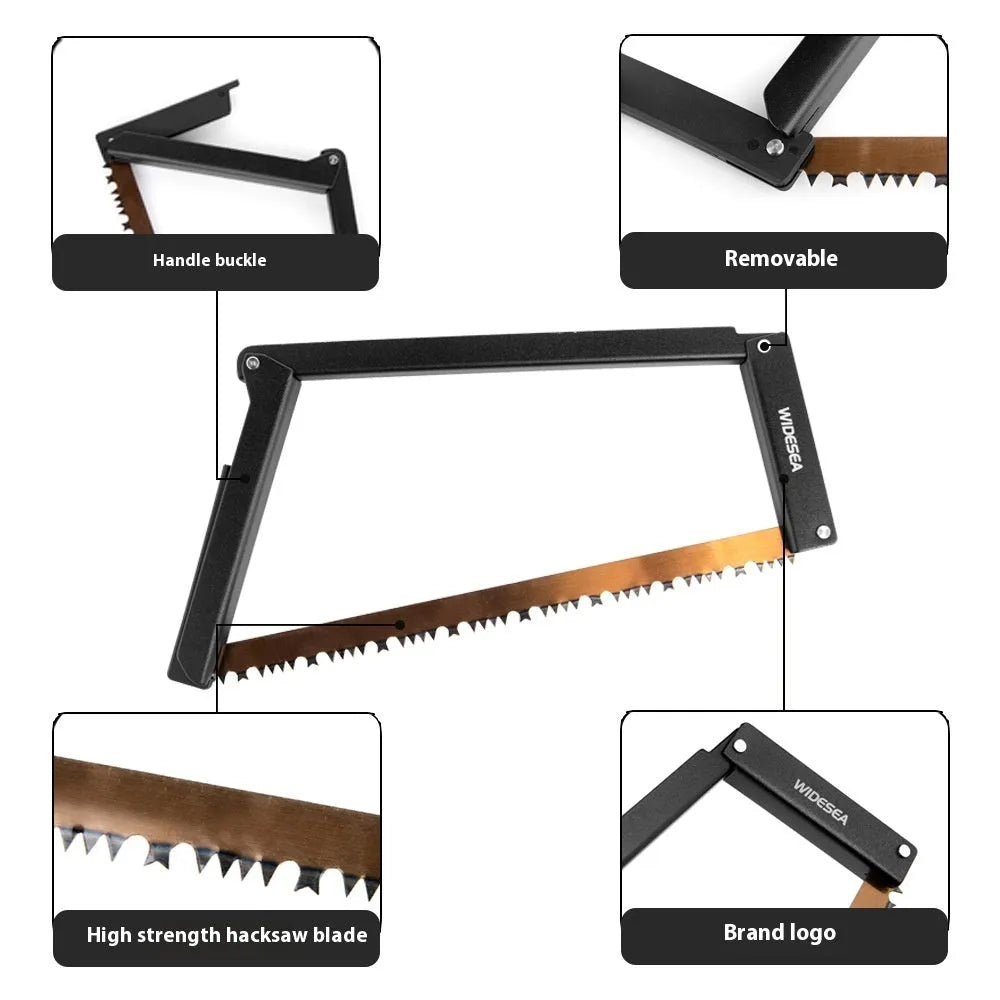 Black outdoor foldable saw with aluminium and nylon frame and No. 65 Gao Meng hacksaw blade