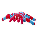 Red bite-resistant plush teddy dog toy with squeaker for tooth cleaning suitable for medium and large dogs