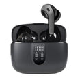 Jerry X08 wireless Bluetooth headset with digital display and charging box in black colour