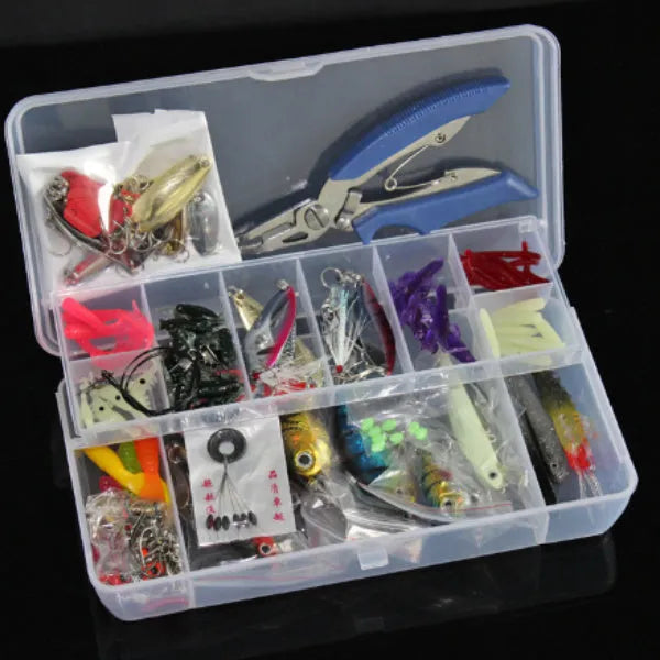 132-piece fishing bait lure set with multi-function swimming layer lures and soft bait fishhooks in rose red treasure colour