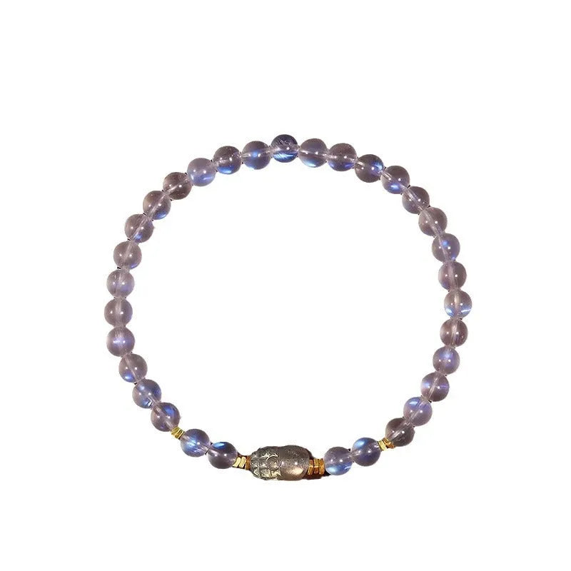 Moonstone women's bracelet with blue light effect and national-style animal motif design