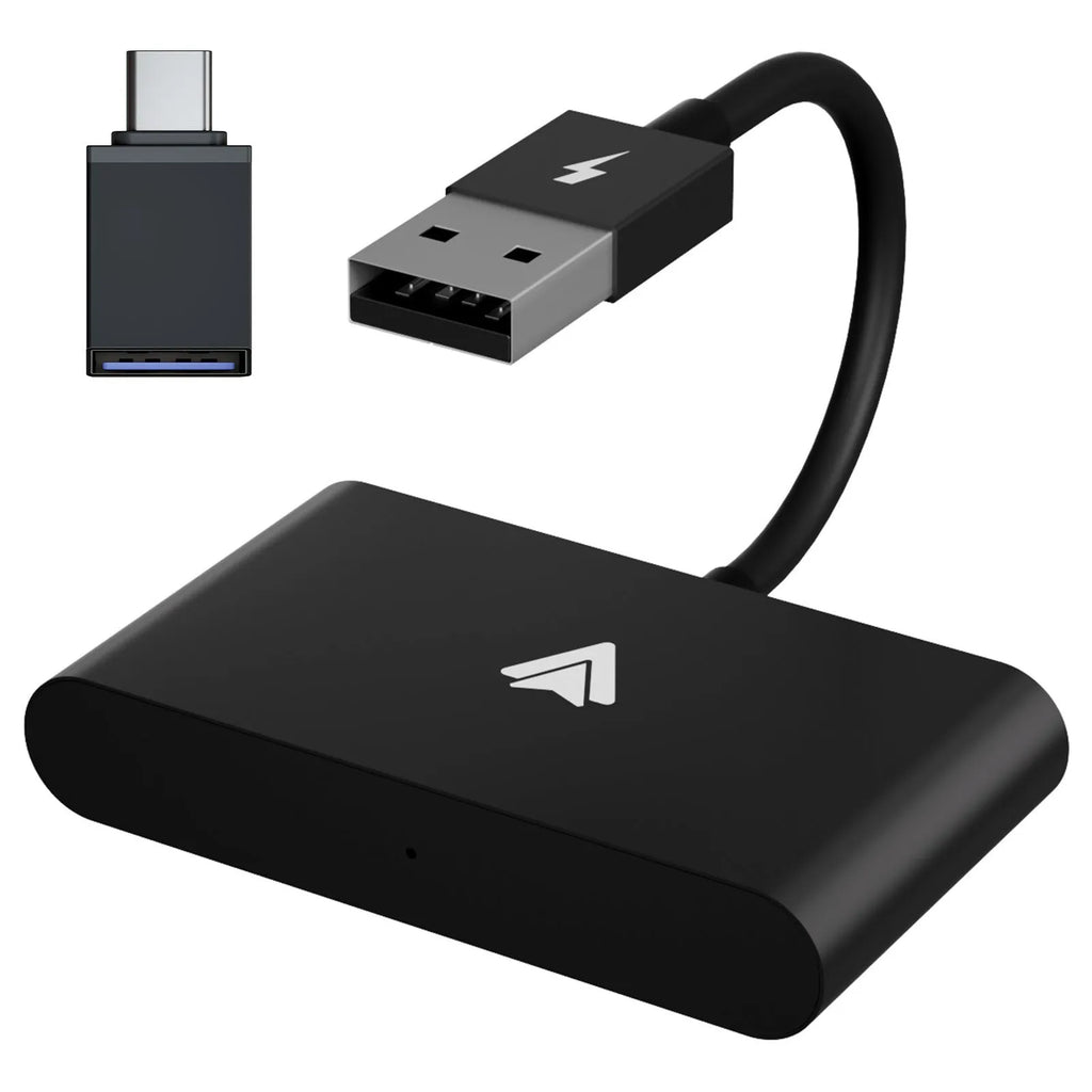 Car wireless Android adaptor for CARPLAY systems in black or white.