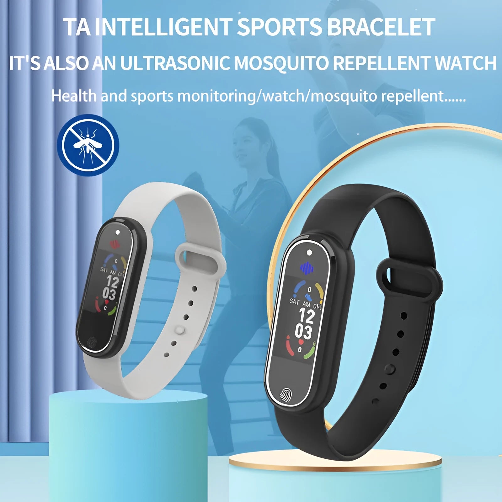 New mosquito repellent bracelet ultrasonic wristband repeller for kids and adults with USB charging black