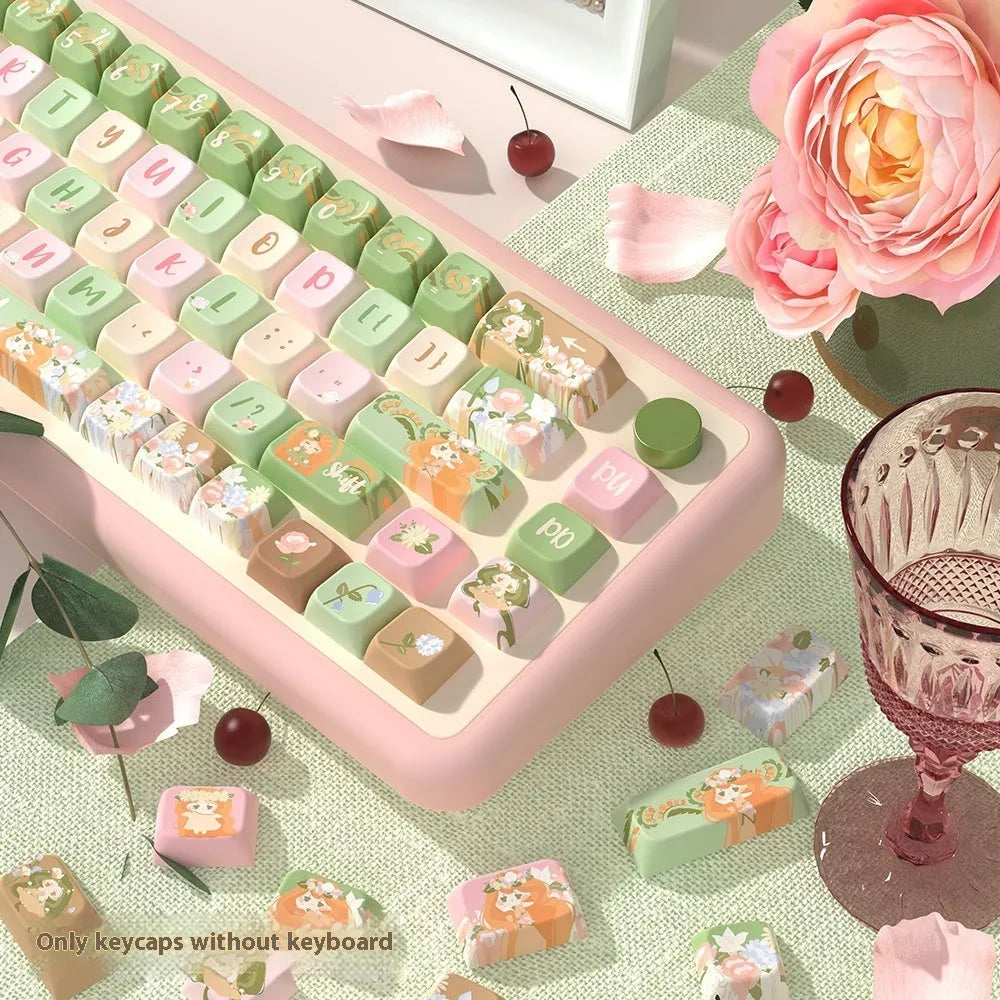 Mu Xia Garden summer garden theme mechanical keyboard key cap set showing complete key layout