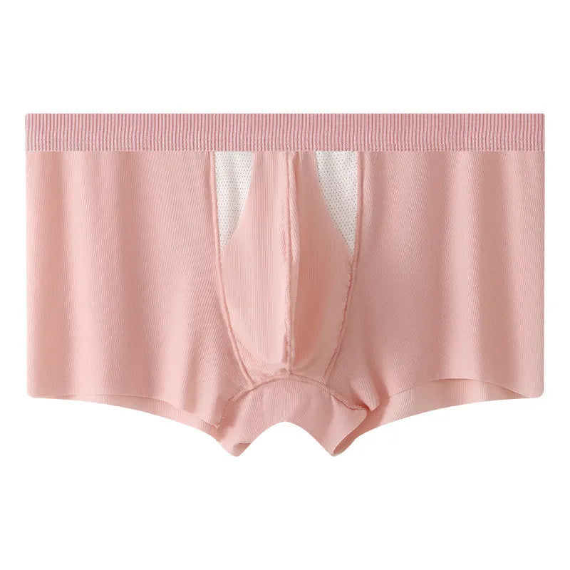 Women's ice silk underwear shorts with double-layer hole bag design for dry wet separation in breathable nylon fabric