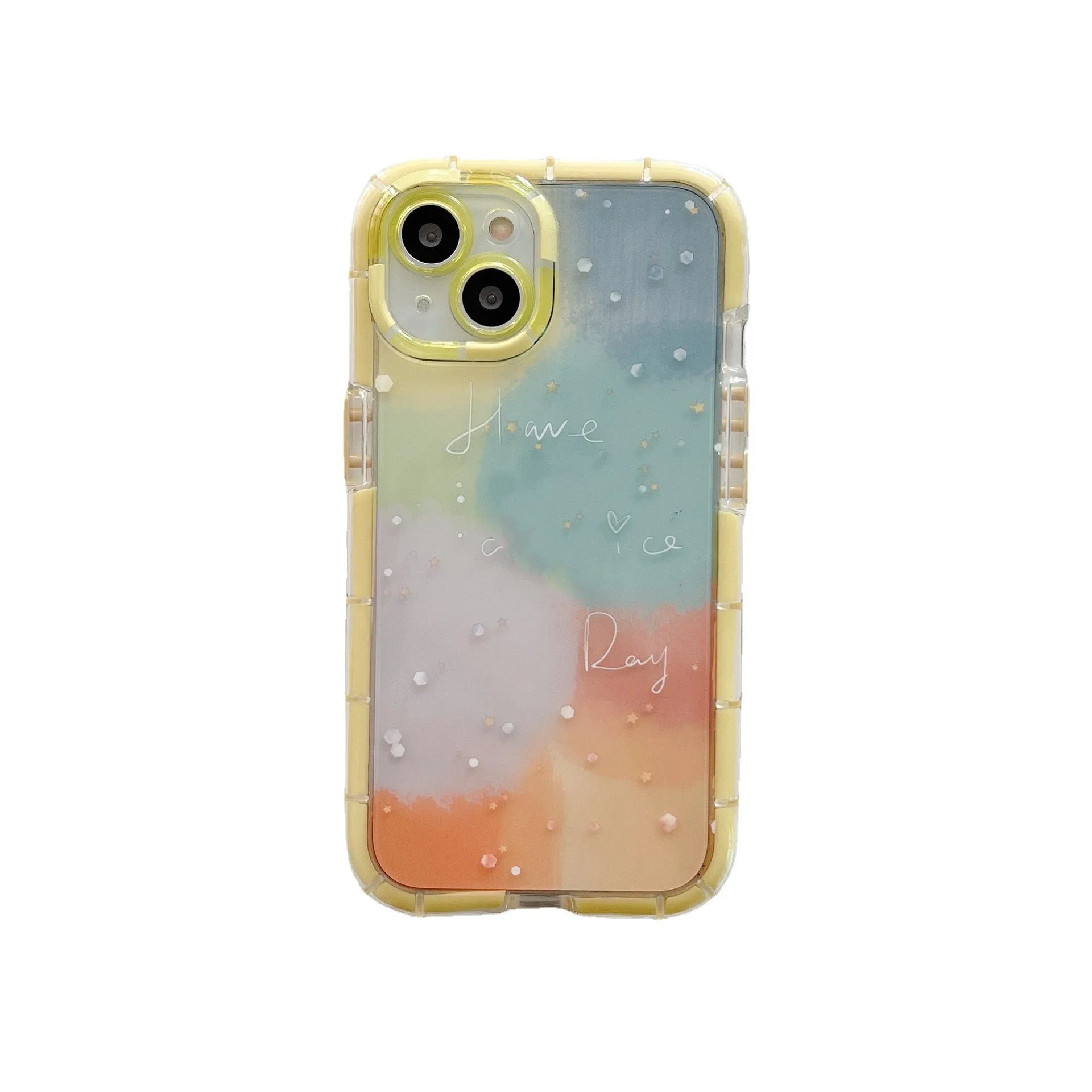 Minimalist contrast colour TPU phone case with yellow edge for iPhone 14