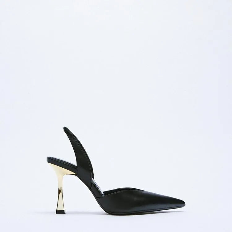 Korean-style pointed patent leather high heels for women in apricot colour with shallow mouth cut design