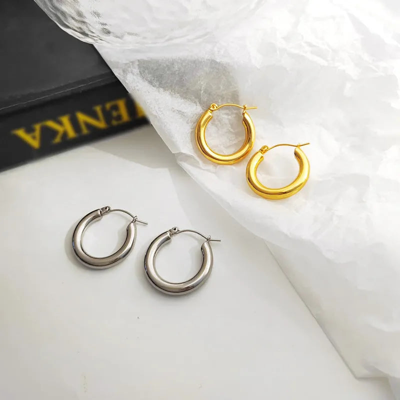 Gold plated vintage European MAYSU ring earrings, geometric copper electroplated, for women