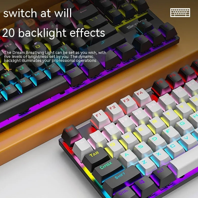 K87 mechanical gaming keyboard with metal case and red or green axis switches in multiple colour options.