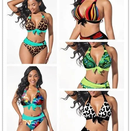 Women's colourful printed plus size bikini swimming suit in Figure 1 print, polyester spandex, S to XXXXL