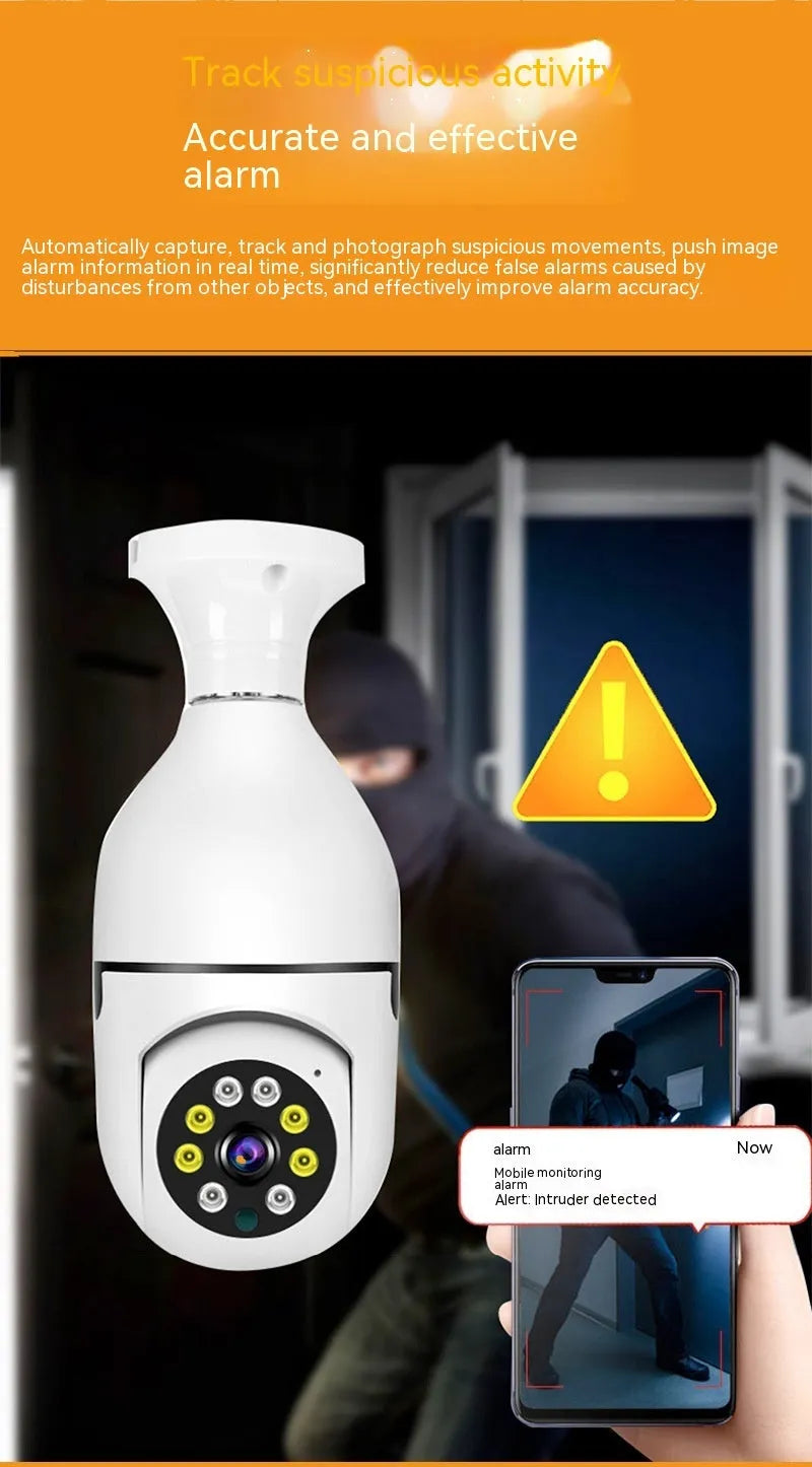 Wireless bulb security camera with 1080p resolution and full colour night vision capability