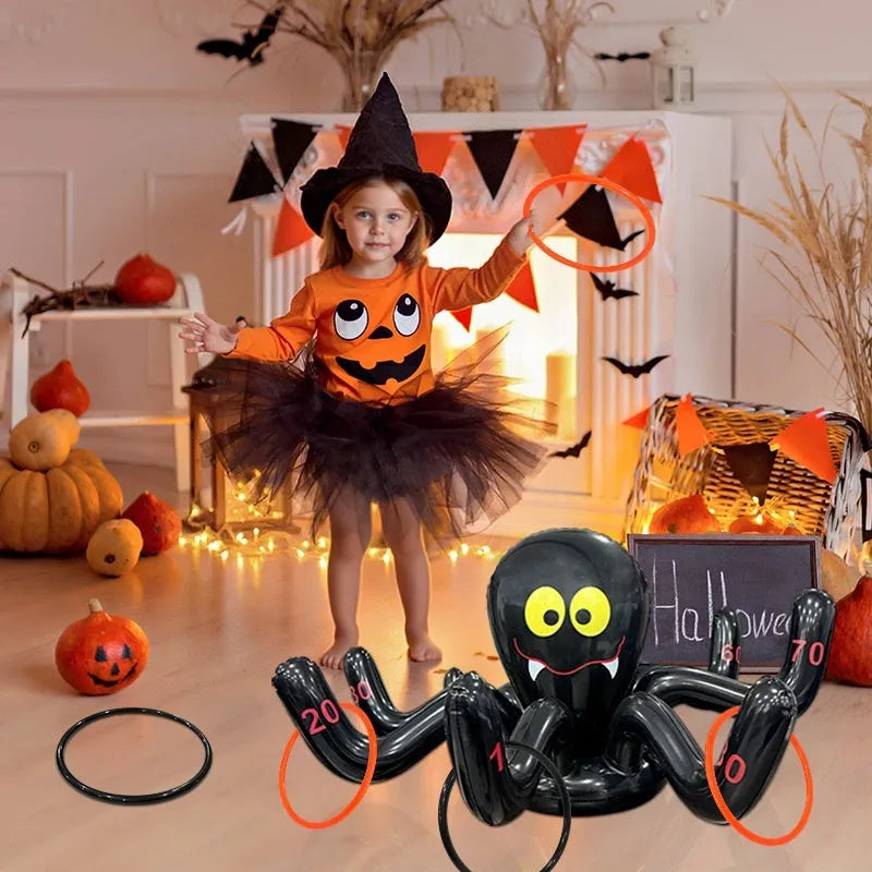 Colourful inflatable PVC throwing toy with octopus ferrule design for Halloween games
