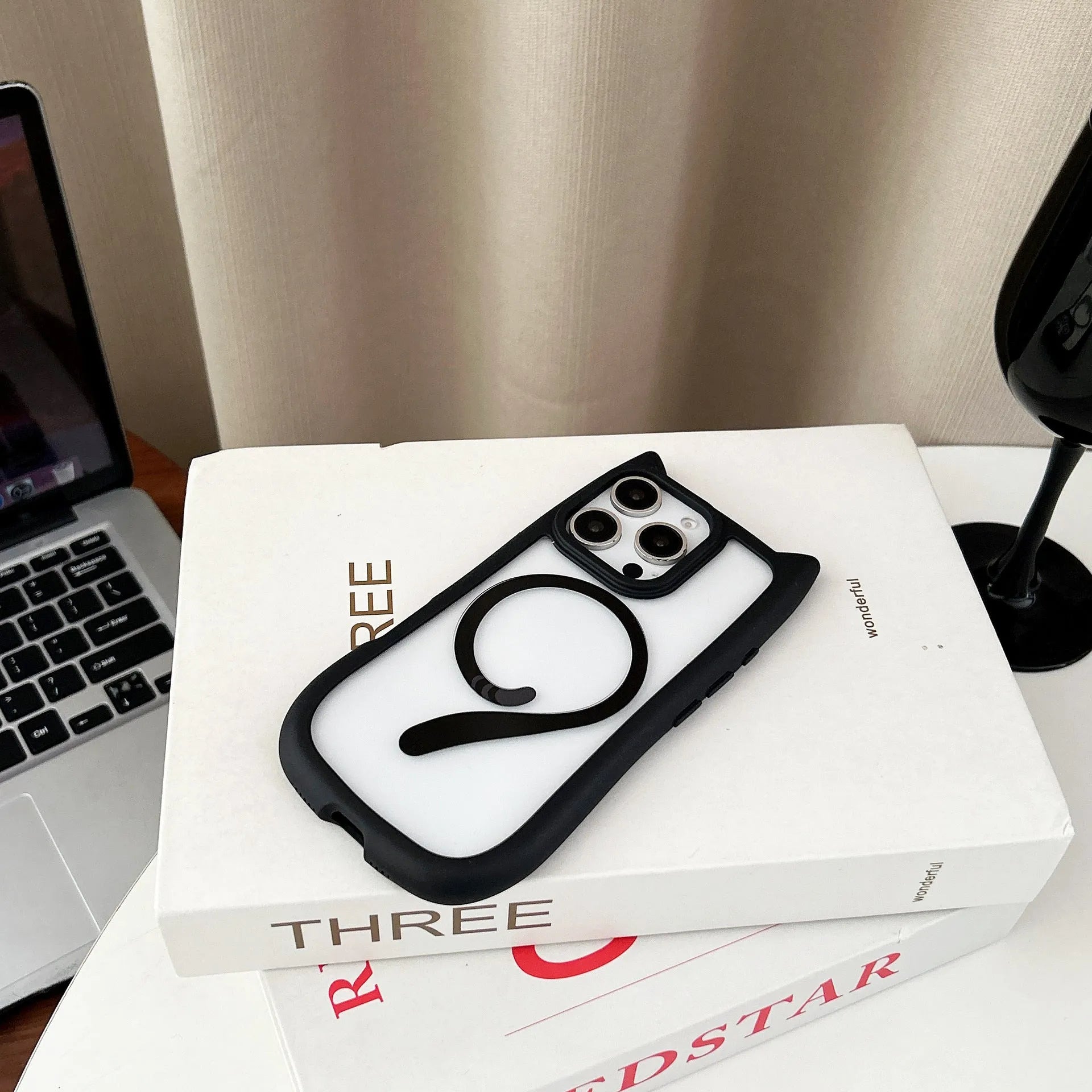 Transparent acrylic TPU phone case with magnetic suction for Apple IPhone 17 models in black colour