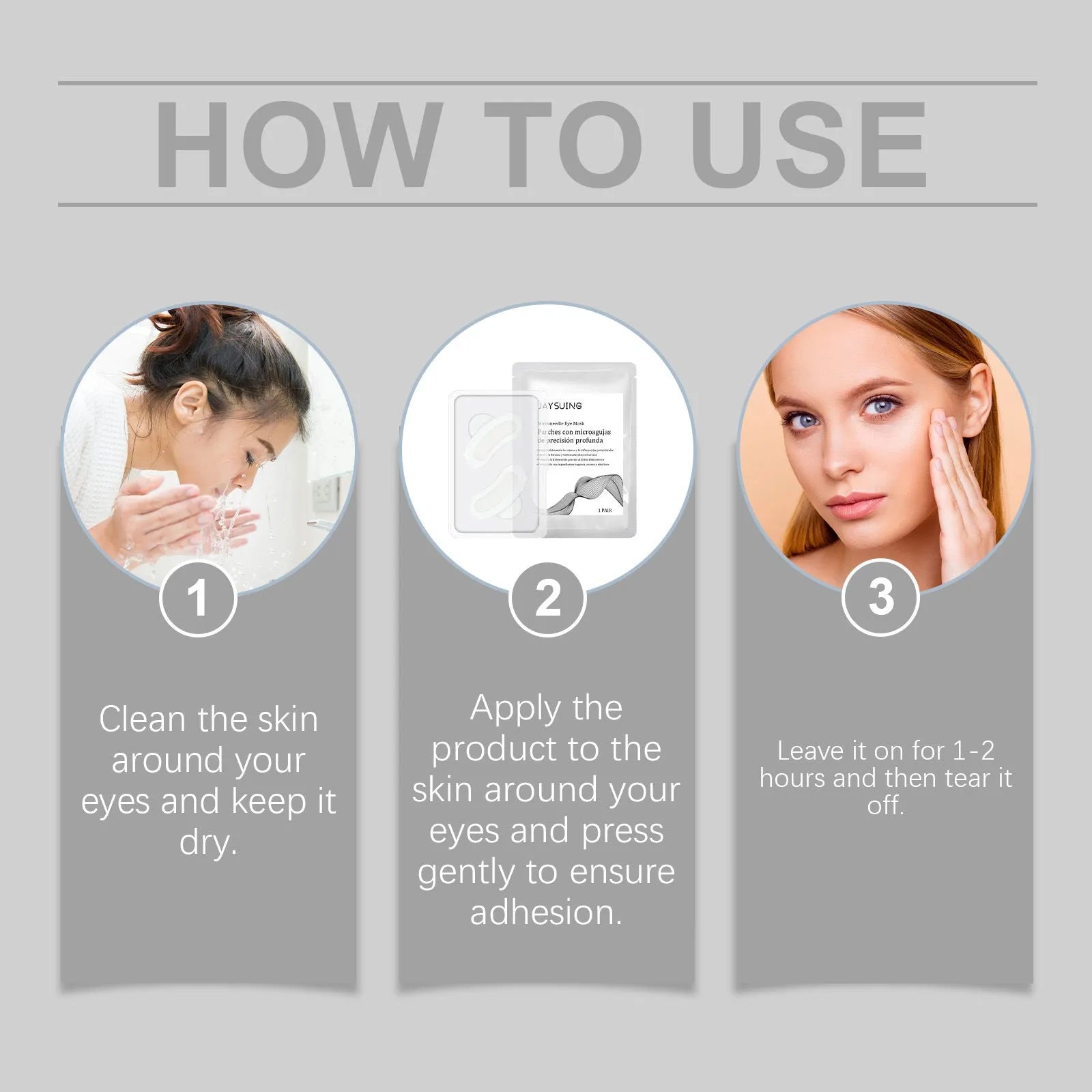 Micro needle eye mask patch with hyaluronic acid and Centella Asiatica extract for eye area