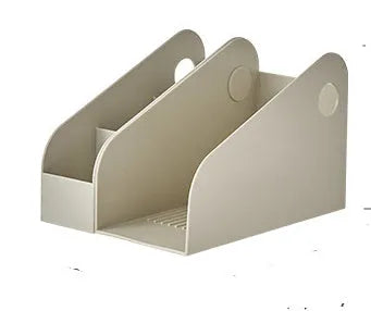 Desktop storage box and bookshelf combination with two grid layers in plastic