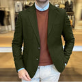 Men's loose fit cotton suit jacket in retro style with solid colour design