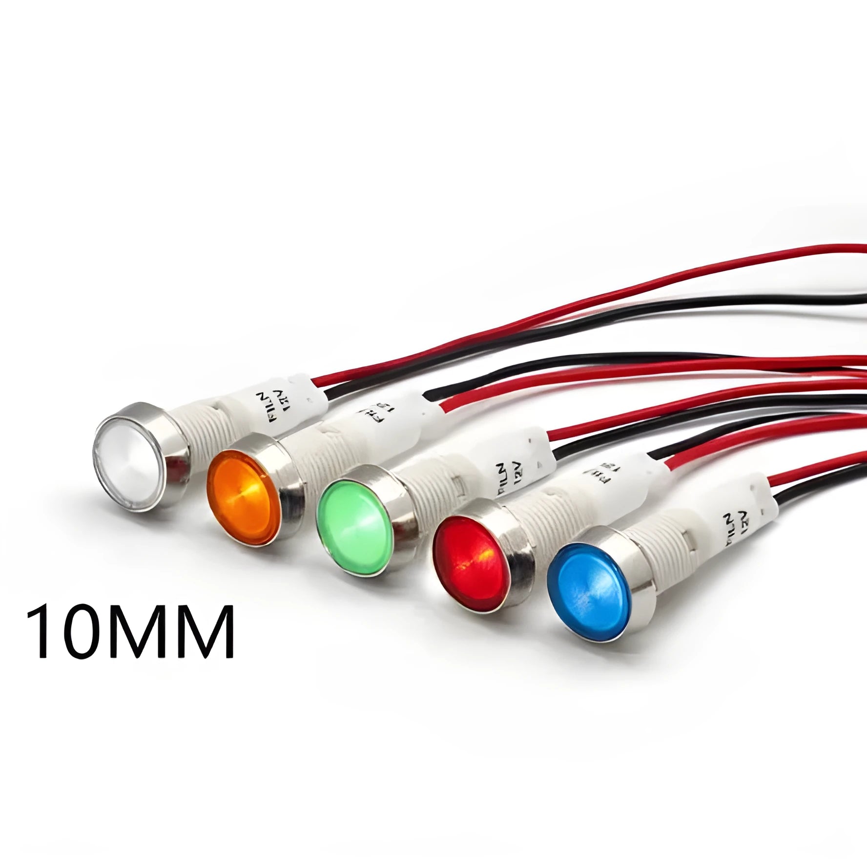 10mm stainless steel edge indicator light with wire flat end metal body in multiple colours