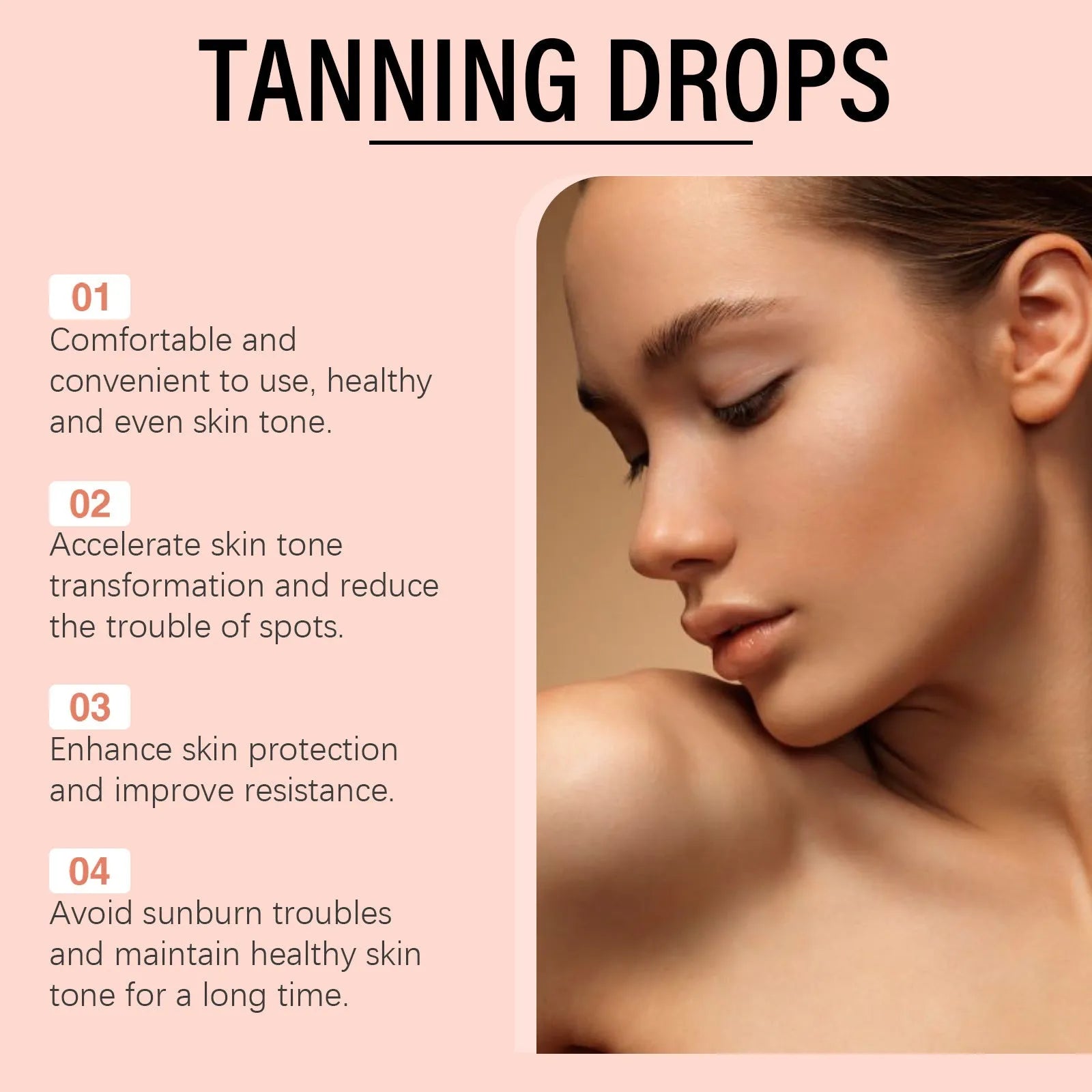 Sun-free Natural Beauty Black Drops Entrance tanning drops 60ml bottle with droplet dispenser
