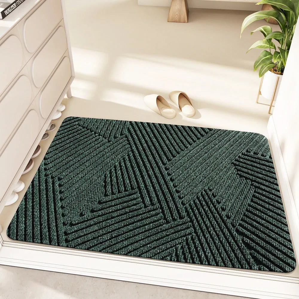 Silk ring entrance carpet with Alien shape and cartoon pattern in blue colour, 60x90cm dimensions