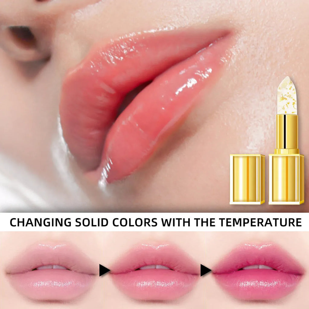 Single gold tube of anti-smudge, warm colour-changing lipstick, shade YB1001, 3.5g.