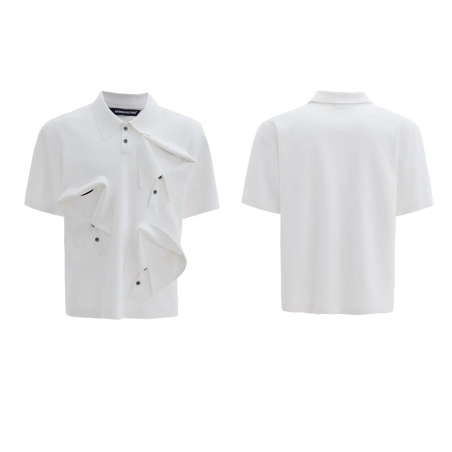 Men's deconstructed collar polo shirt with geometric pattern in loose fit