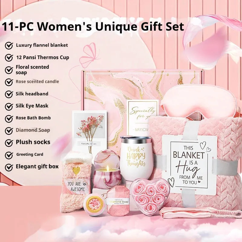 Modern simplicity style aromatherapy candle soap bath gift set in plastic packaging.