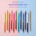 Wooden colour pencil set with double head leads in studio setting