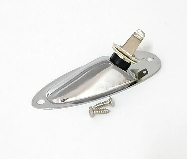 Alloy electric guitar socket jack ST boat socket black silver 8.1x3.2x2.5cm