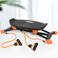 Black mini fitness skiing machine JS101A with elastic hand straps for home workouts.