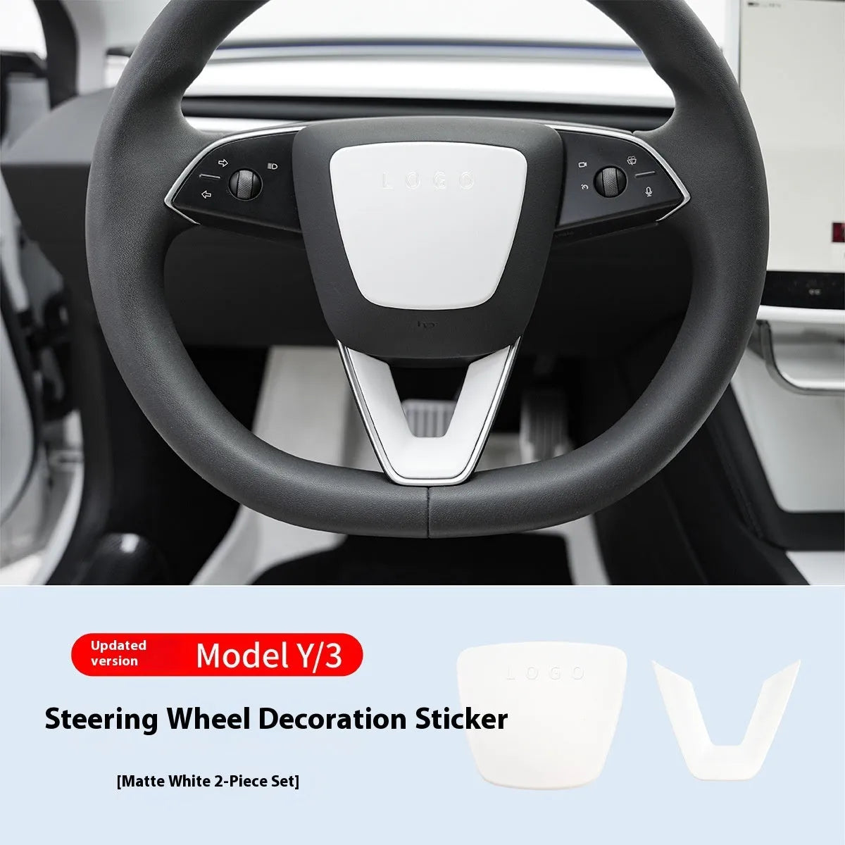 White plastic AB steering wheel patch decorative protective shell for car interior renewal