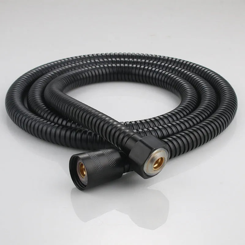 ABS pressurised 5-speed handheld shower head with large water output, 1.5m encrypted hose, in black finish
