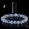 Natural cream body blue moonlight crystal bracelet with ground finish beads available in various sizes