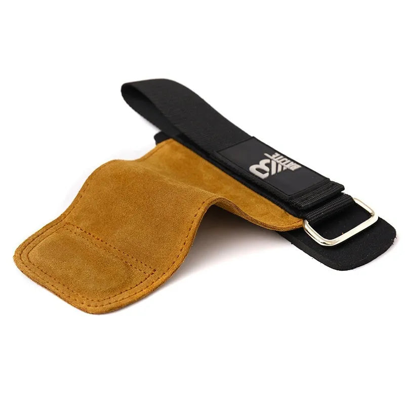 Pair of brown wrist protector grip strength bands for universal fitness and pull-up bar support