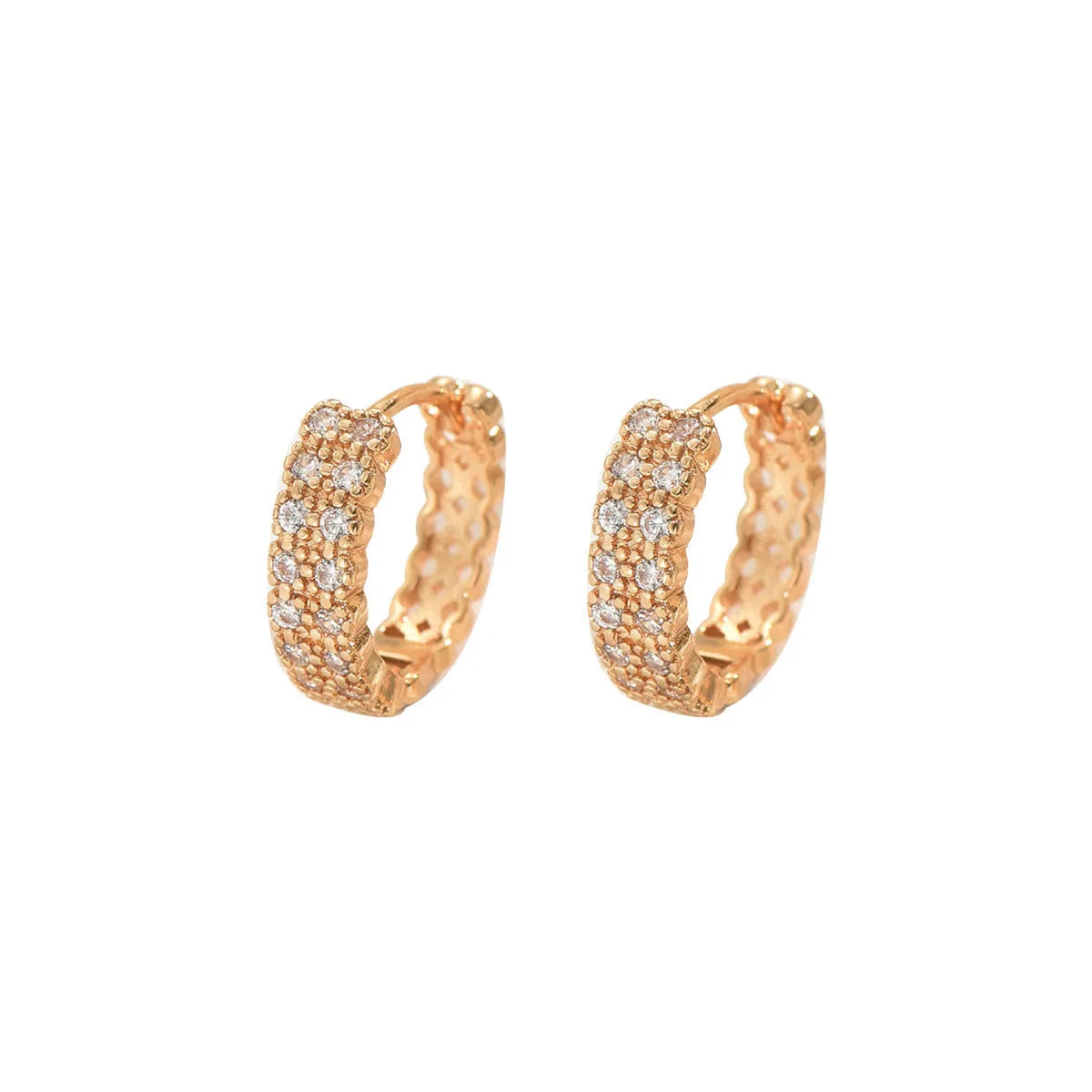 Geometry pattern copper ear studs with circular dot and ring decorative elements