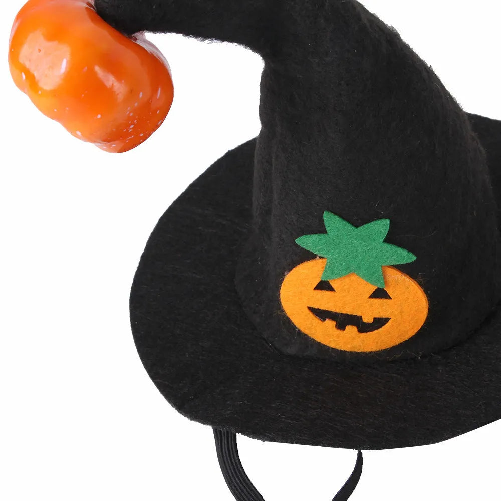 Cloth pumpkin Halloween hat for cats, free size, with embossing, available in multiple colour options