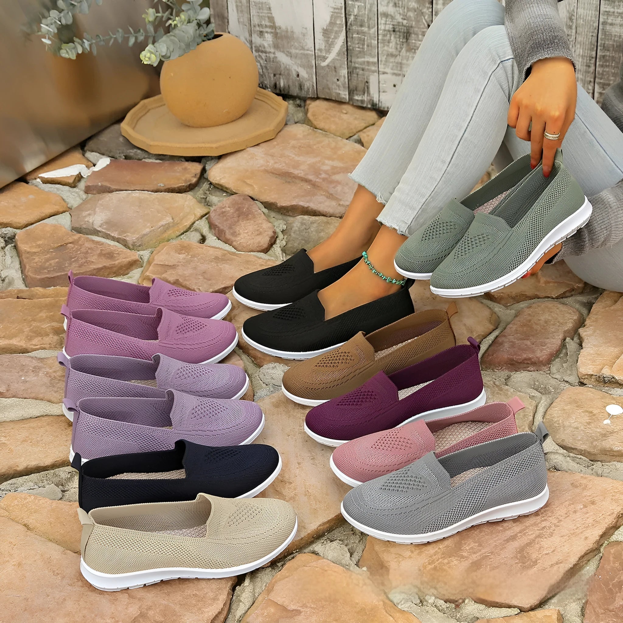 Plus size women's casual flat cloth shoes with heart-shaped pattern, mesh lining, low-top design, multiple colour options