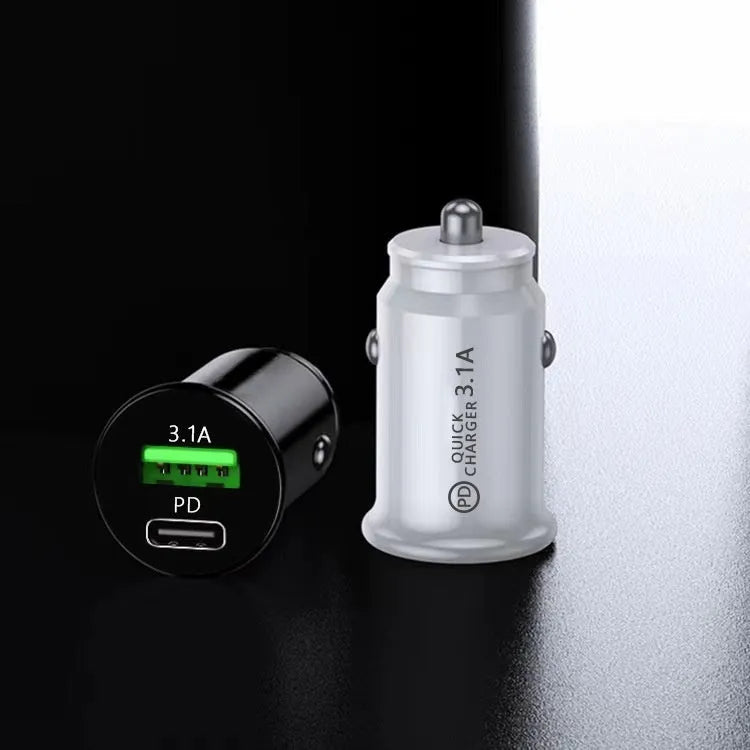 Black and white dual-port car charger converter for vehicle cigarette lighter sockets