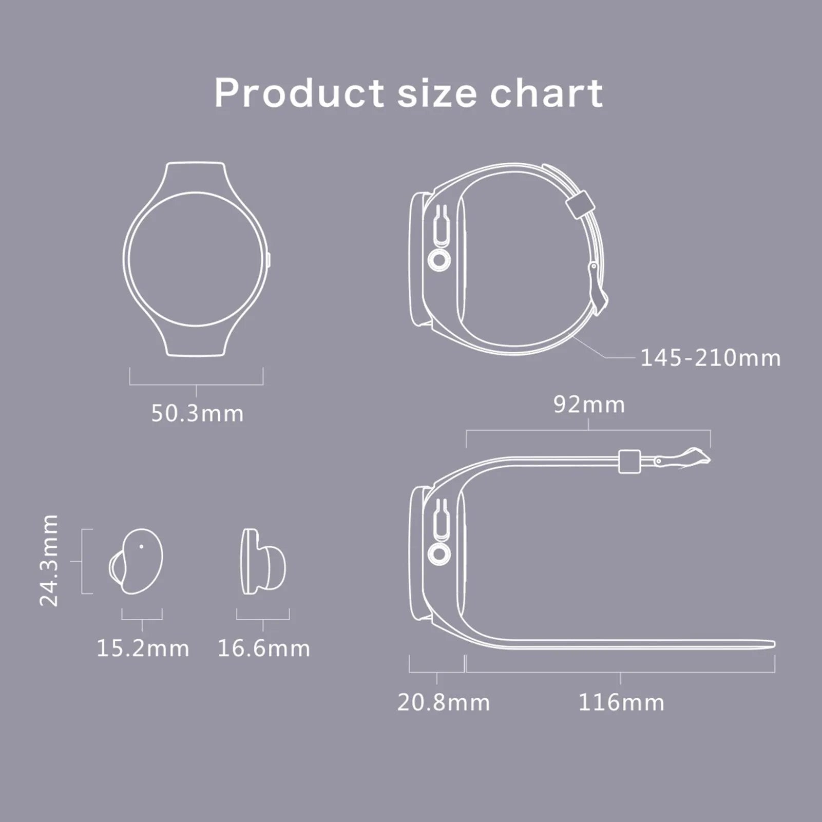 Black smart bracelet with detachable TWS earbuds showing colour screen display