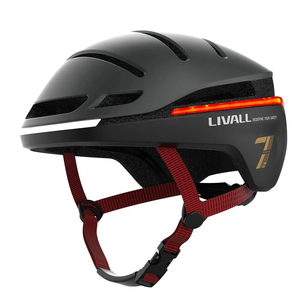 City light smart bicycle helmet with LED flash control in Aurora Purple on dark background