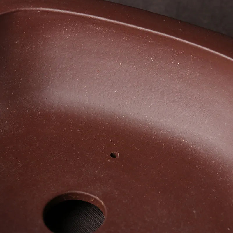 Handmade purple clay bonsai basin in classical Chinese style measuring 25x20x7cm