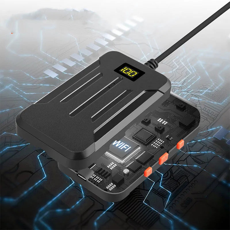 F300 WiFi dual lens endoscope inspection camera with magnet and hook accessories on a table